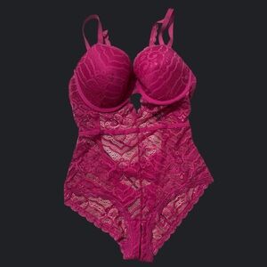 Fashion Nova Vibrant Pink Lace Bra